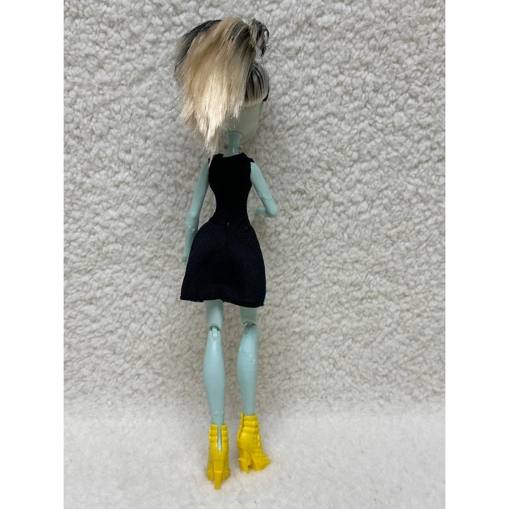 Monster High Frankie Stein Doll Blue Patchwork Dress Yellow Wedge Boots